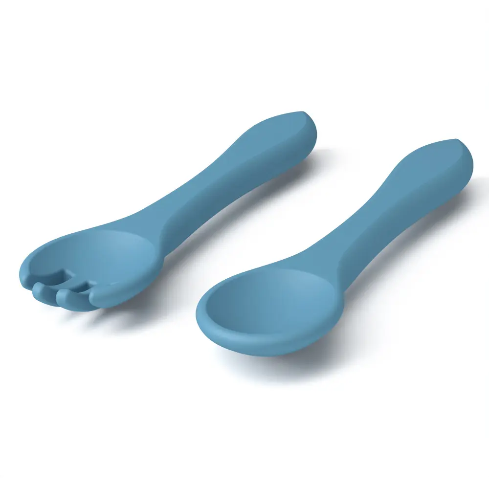 Baby Training Spoon and Fork Set (Blue)